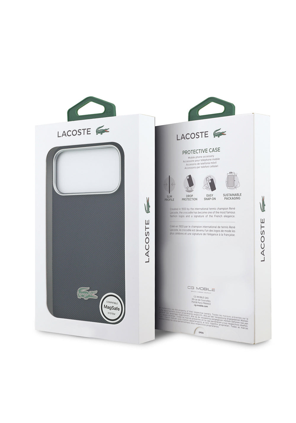 Apple iPhone 17 Pro Max Kılıf Lacoste Orijinal Lisanslı M-Safe Şarj Özellikli PVC Yarı Pike Desenli Arka Yüzey İkonik Timsah Dokuma Logolu Kapak