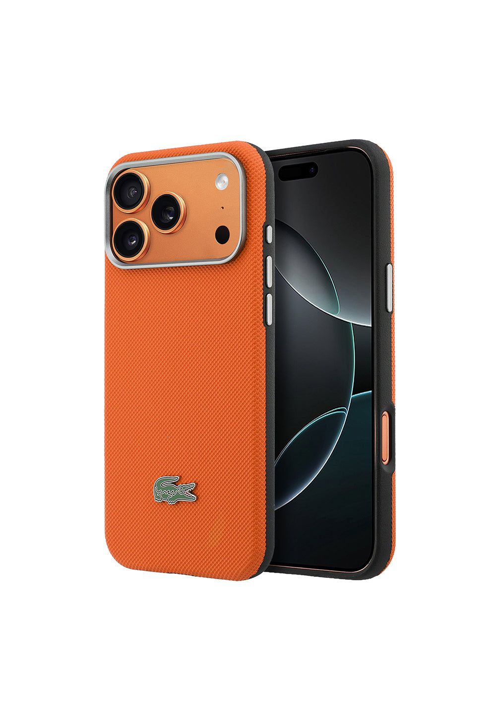 Apple iPhone 17 Pro Max Kılıf Lacoste Orijinal Lisanslı M-Safe Şarj Özellikli PVC Yarı Pike Desenli Arka Yüzey İkonik Timsah Dokuma Logolu Kapak