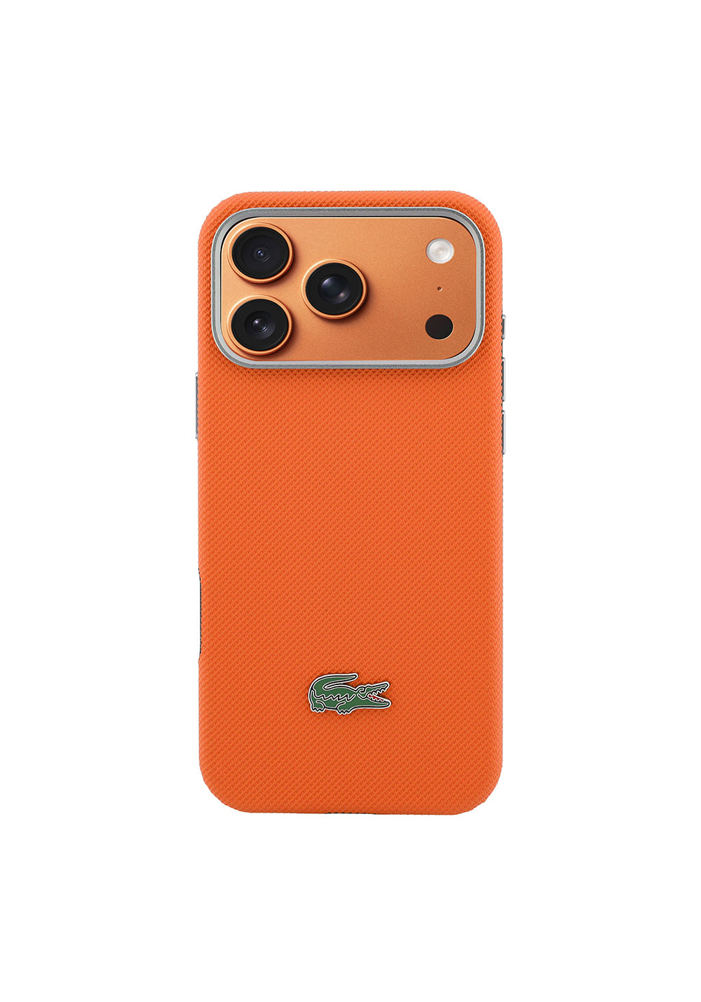 Apple iPhone 17 Pro Max Kılıf Lacoste Orijinal Lisanslı M-Safe Şarj Özellikli PVC Yarı Pike Desenli Arka Yüzey İkonik Timsah Dokuma Logolu Kapak