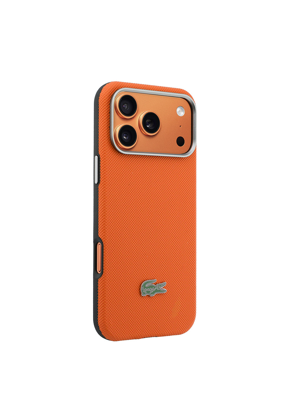 Apple iPhone 17 Pro Max Kılıf Lacoste Orijinal Lisanslı M-Safe Şarj Özellikli PVC Yarı Pike Desenli Arka Yüzey İkonik Timsah Dokuma Logolu Kapak