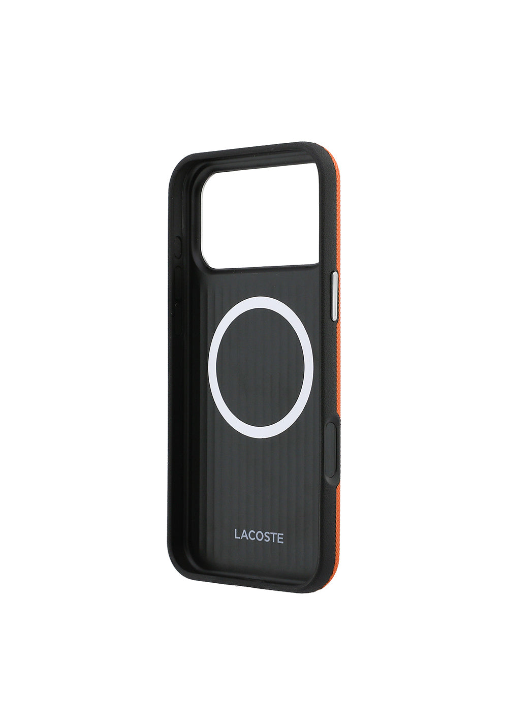 Apple iPhone 17 Pro Max Kılıf Lacoste Orijinal Lisanslı M-Safe Şarj Özellikli PVC Yarı Pike Desenli Arka Yüzey İkonik Timsah Dokuma Logolu Kapak