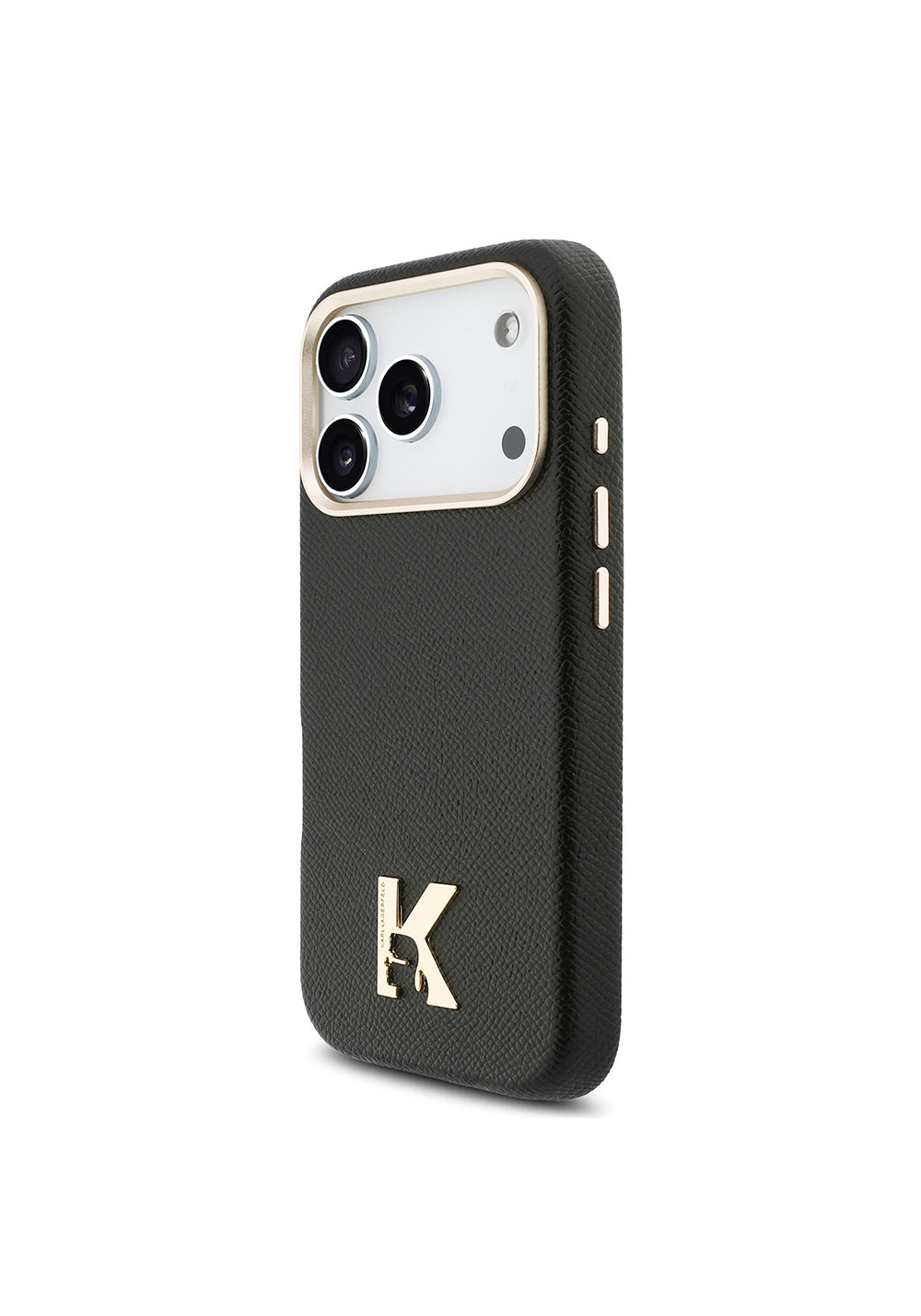 Apple iPhone 17 Pro Kılıf Karl Lagerfeld Orijinal Lisanslı Manyetik Şarj Uyumlu Gold Kamera Çerçeveli KHEAD Metal Logolu PU Deri Kapak