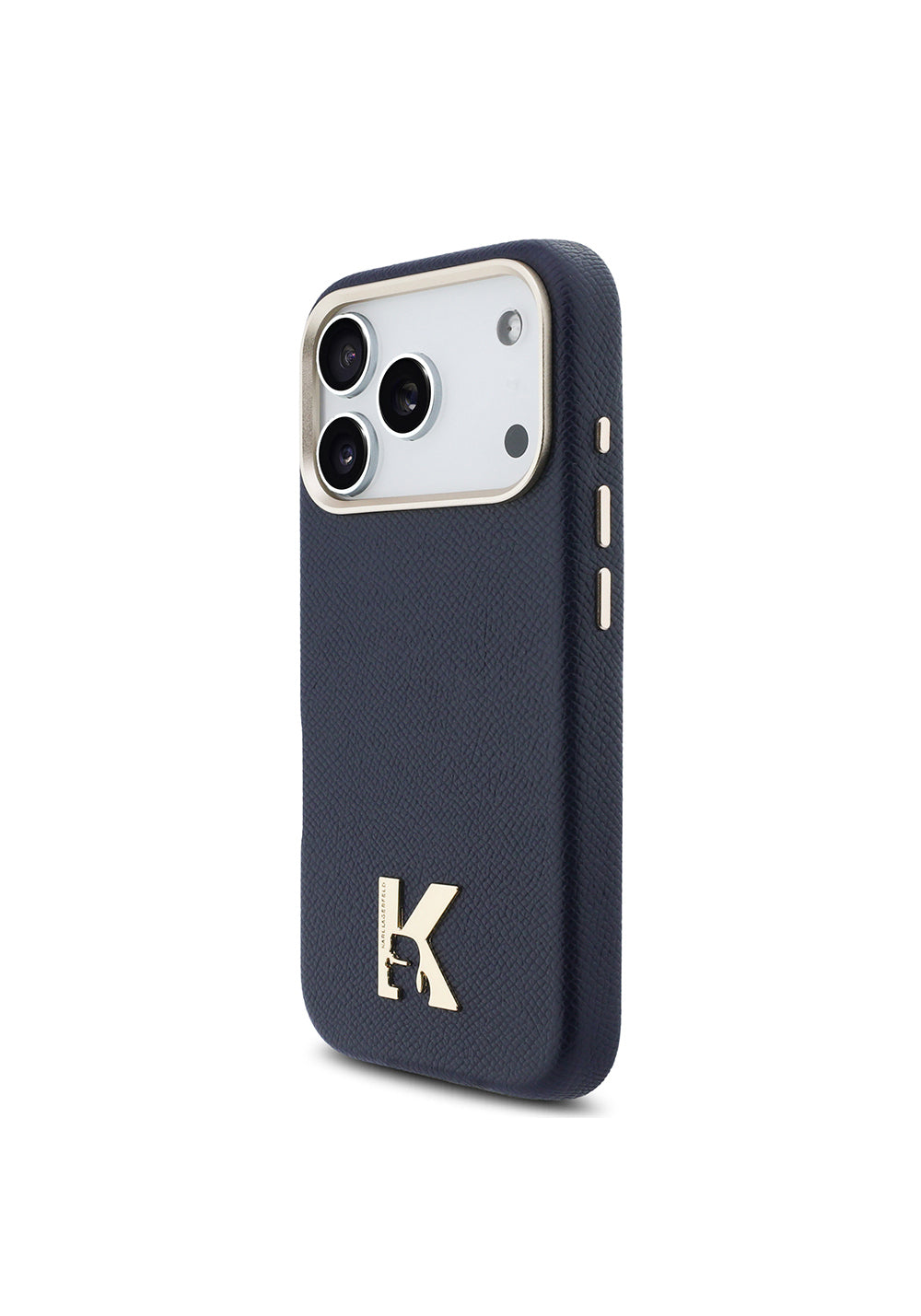 Apple iPhone 17 Pro Max Kılıf Karl Lagerfeld Orijinal Lisanslı Manyetik Şarj Uyumlu Gold Kamera Çerçeveli KHEAD Metal Logolu PU Deri Kapak