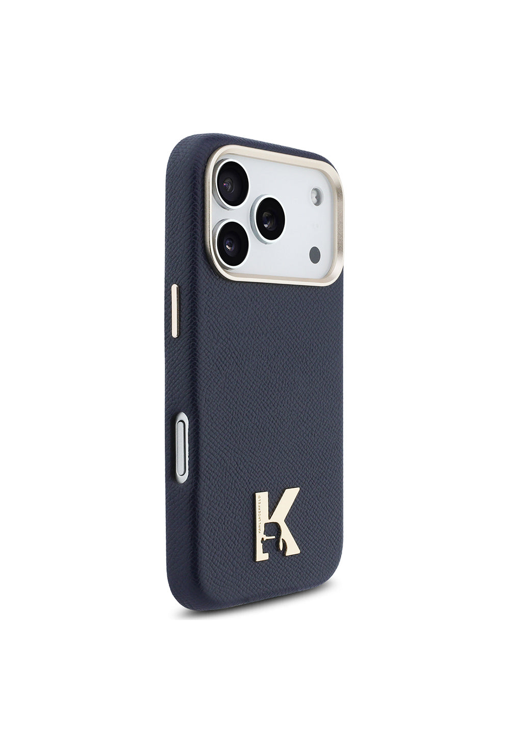 Apple iPhone 17 Pro Max Kılıf Karl Lagerfeld Orijinal Lisanslı Manyetik Şarj Uyumlu Gold Kamera Çerçeveli KHEAD Metal Logolu PU Deri Kapak
