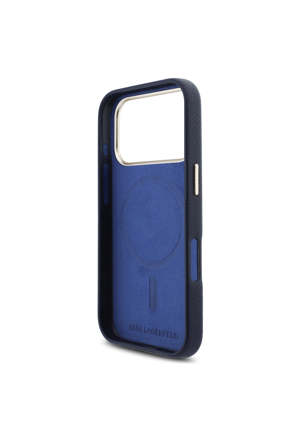 Apple iPhone 17 Pro Max Kılıf Karl Lagerfeld Orijinal Lisanslı Manyetik Şarj Uyumlu Gold Kamera Çerçeveli KHEAD Metal Logolu PU Deri Kapak