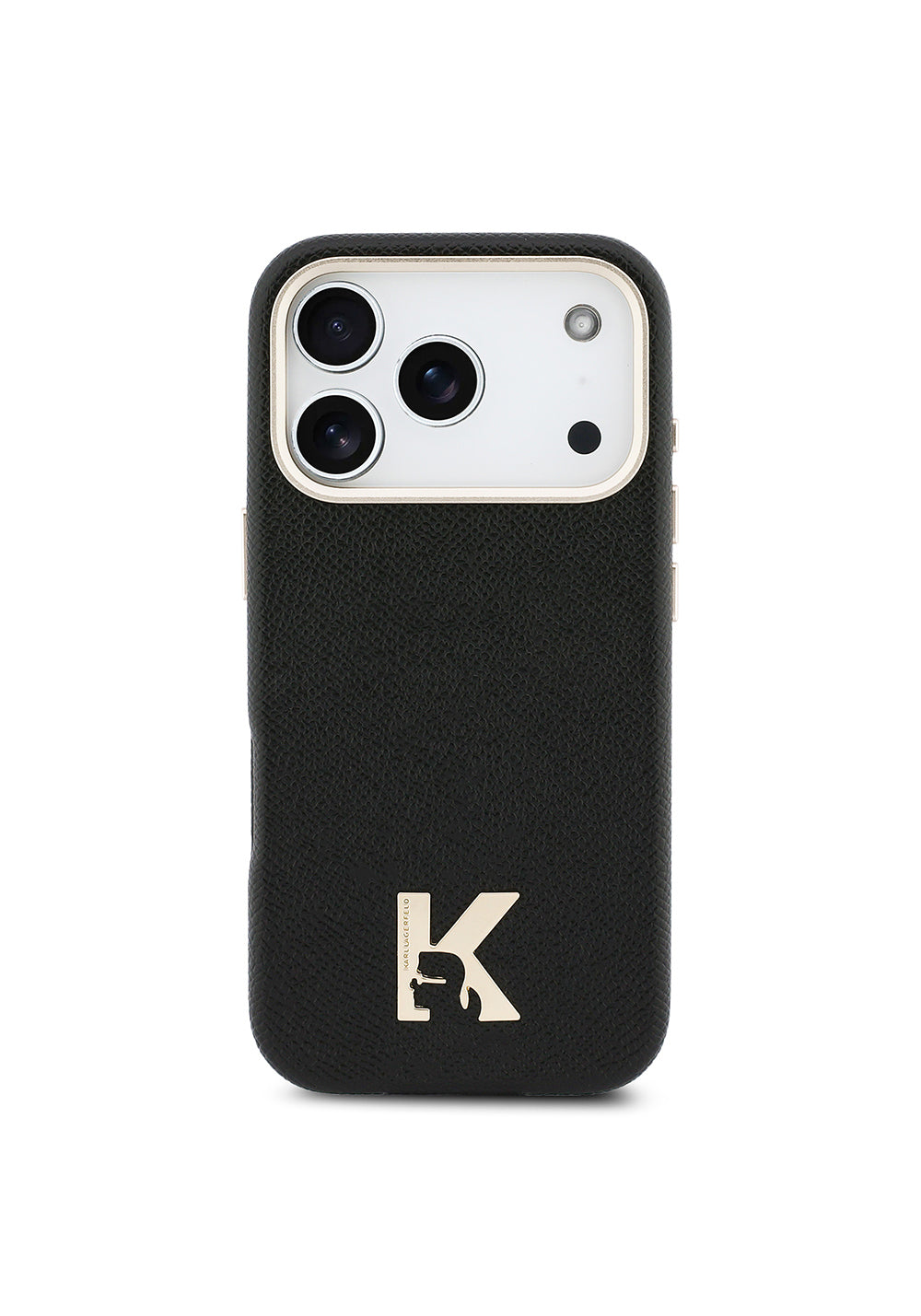 Apple iPhone 17 Pro Max Kılıf Karl Lagerfeld Orijinal Lisanslı Manyetik Şarj Uyumlu Gold Kamera Çerçeveli KHEAD Metal Logolu PU Deri Kapak