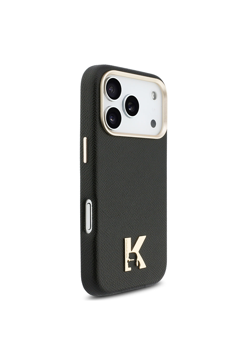 Apple iPhone 17 Pro Max Kılıf Karl Lagerfeld Orijinal Lisanslı Manyetik Şarj Uyumlu Gold Kamera Çerçeveli KHEAD Metal Logolu PU Deri Kapak