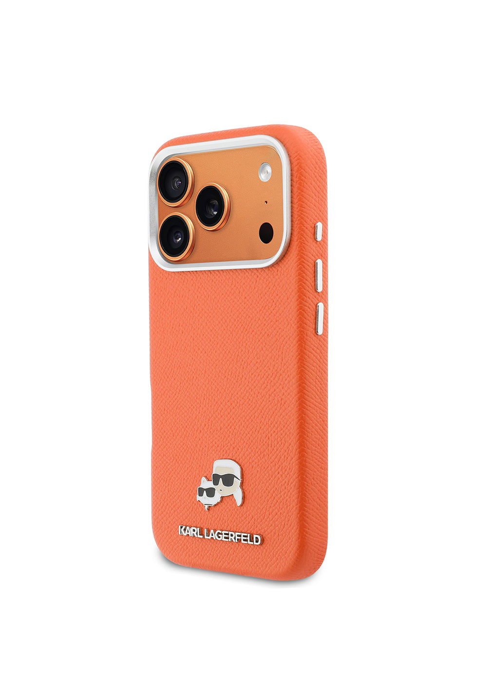 Apple iPhone 17 Pro Kılıf Karl Lagerfeld Orijinal Lisanslı Manyetik Şarj Uyumlu Metal Kamera ve Buton Tasarımlı K&C Head Logolu PU Deri Kapak