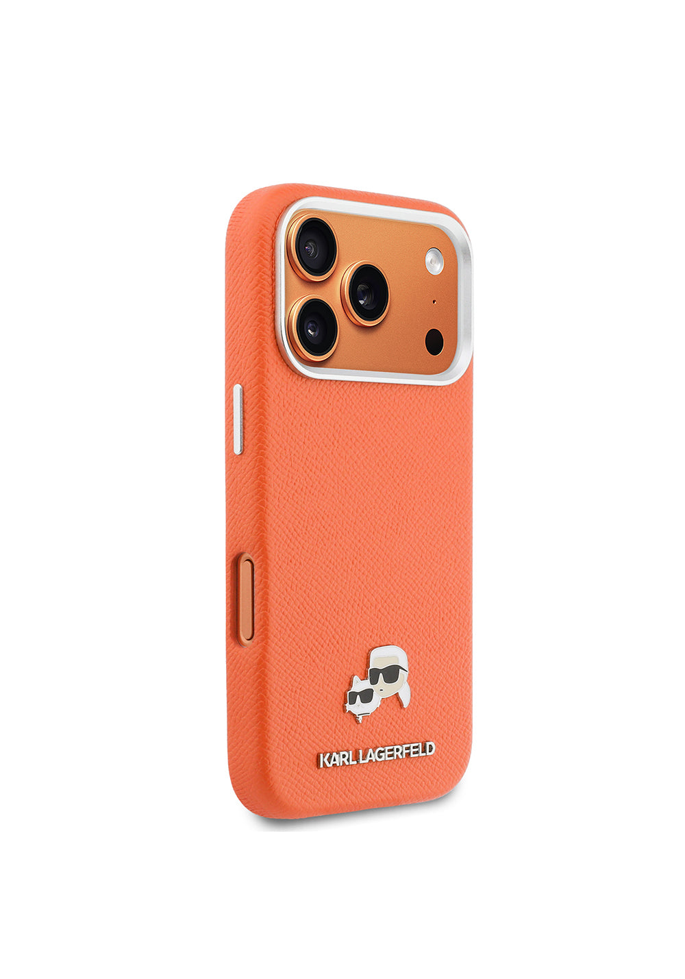 Apple iPhone 17 Pro Kılıf Karl Lagerfeld Orijinal Lisanslı Manyetik Şarj Uyumlu Metal Kamera ve Buton Tasarımlı K&C Head Logolu PU Deri Kapak