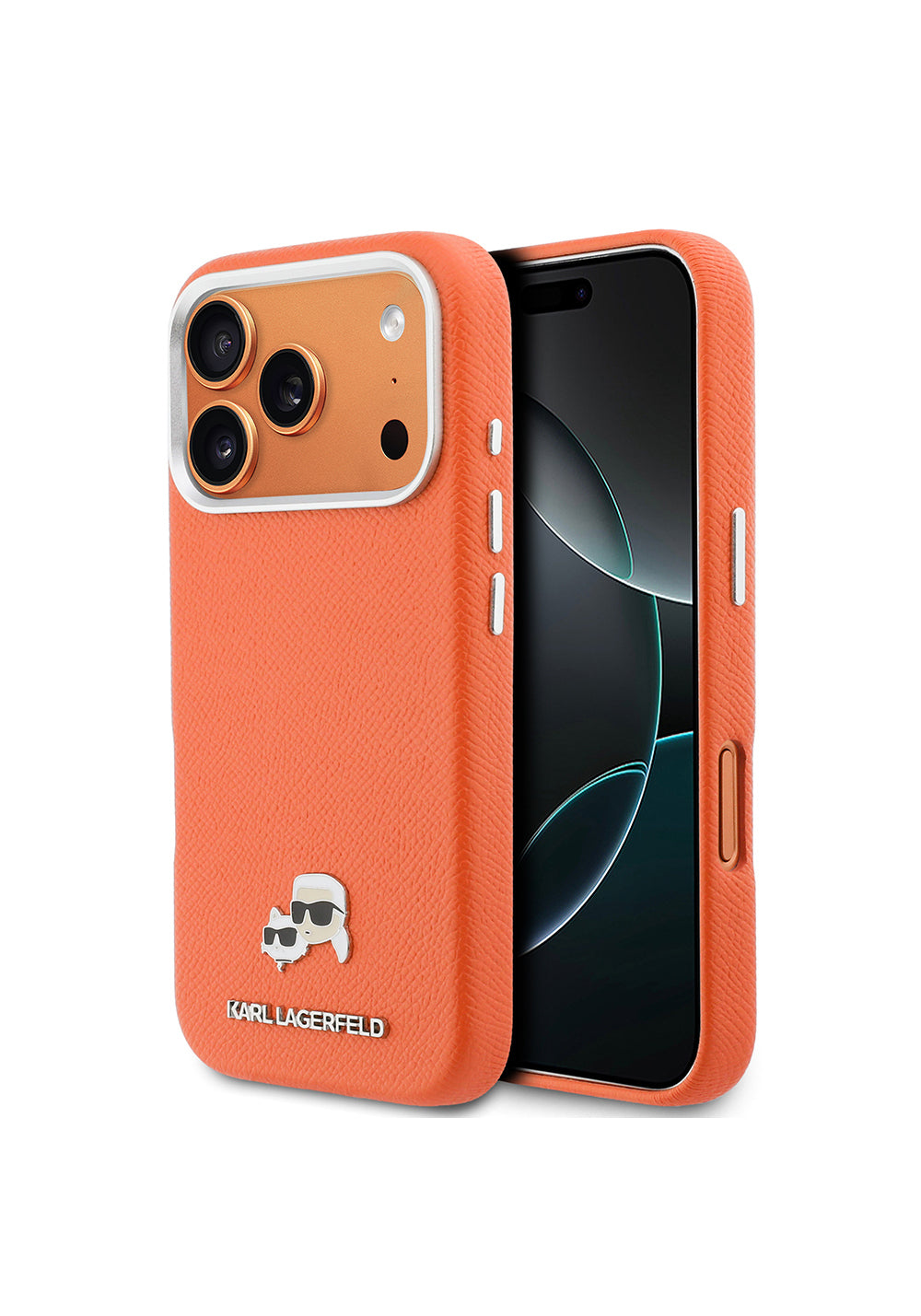 Apple iPhone 17 Pro Max Kılıf Karl Lagerfeld Orijinal Lisanslı Manyetik Şarj Uyumlu Metal Kamera ve Buton Tasarımlı K&C Head Logolu PU Deri Kapak