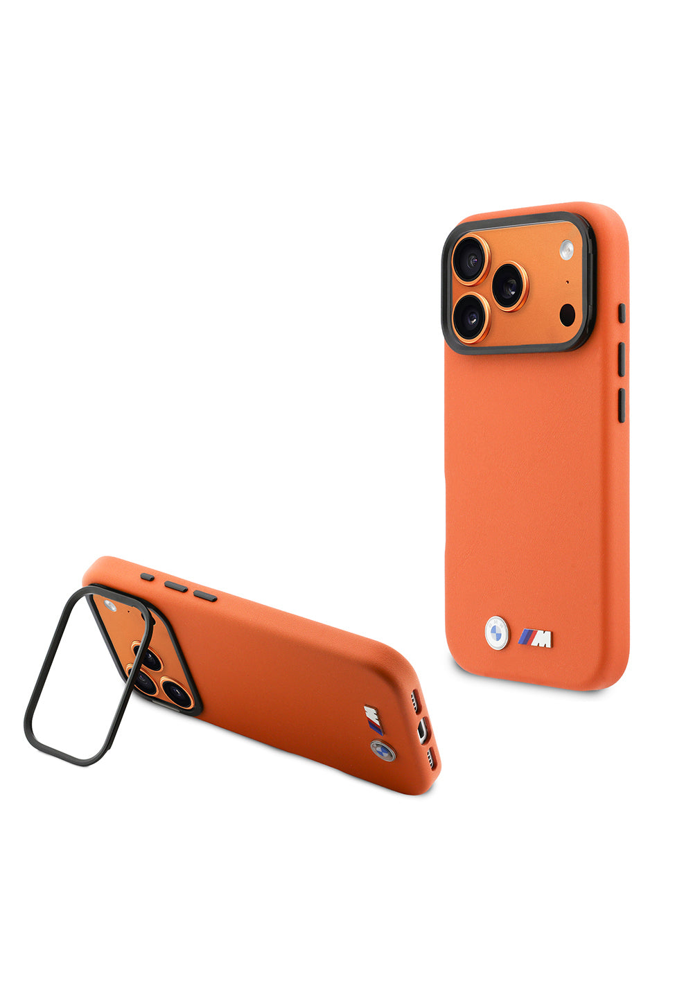 Apple iPhone 17 Pro Kılıf BMW Orijinal Lisanslı Manyetik Şarj Uyumlu Standlı Metal Kamera Çerçeveli M Logolu PU Deri Kapak