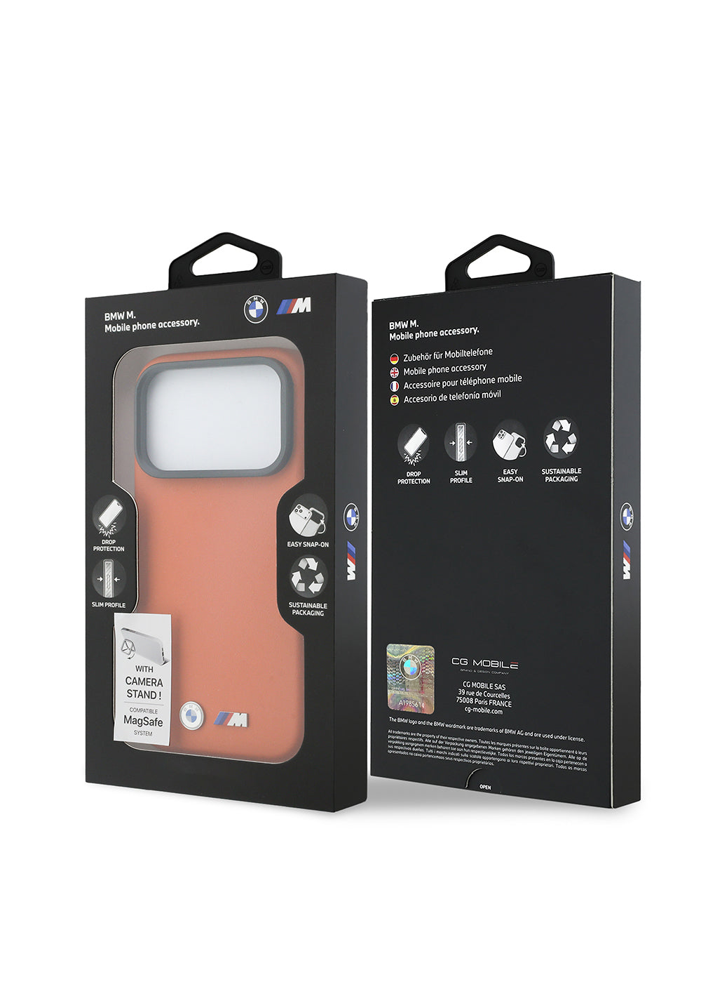 Apple iPhone 17 Pro Max Kılıf BMW Orijinal Lisanslı Manyetik Şarj Uyumlu Standlı Metal Kamera Çerçeveli M Logolu PU Deri Kapak