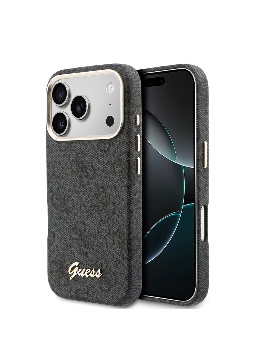 Apple iPhone 17 Pro Kılıf Guess Orijinal Lisanslı Manyetik Şarj Uyumlu Script Yazı Logolu 4G Desenli Kapak