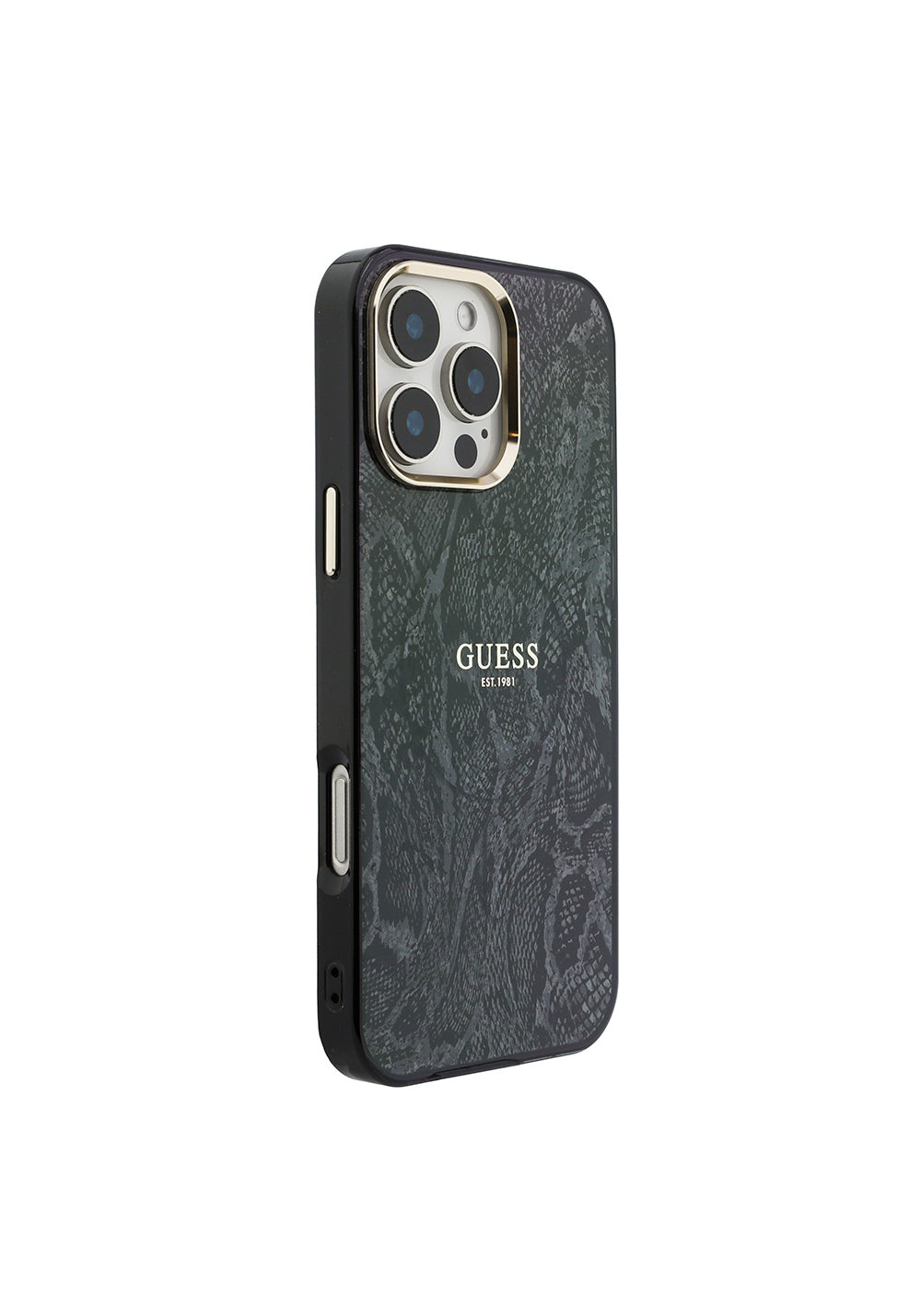 Apple iPhone 16 Pro Max Kılıf Guess Orijinal Lisanslı Manyetik Şarj Uyumlu Yazı Logolu Python Desenli Kapak