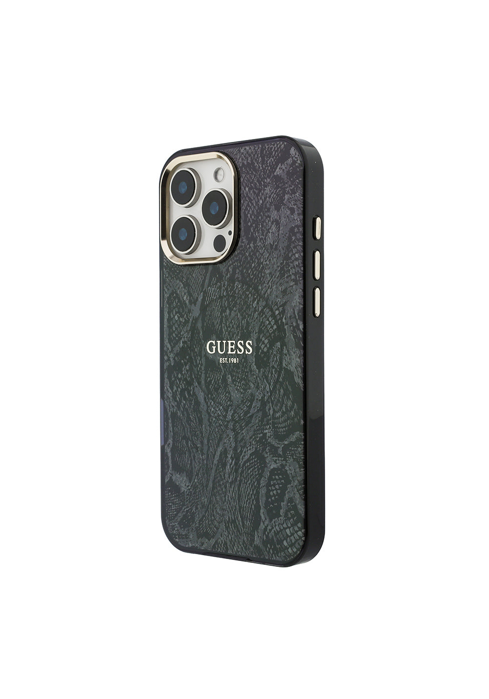 Apple iPhone 16 Pro Max Kılıf Guess Orijinal Lisanslı Manyetik Şarj Uyumlu Yazı Logolu Python Desenli Kapak