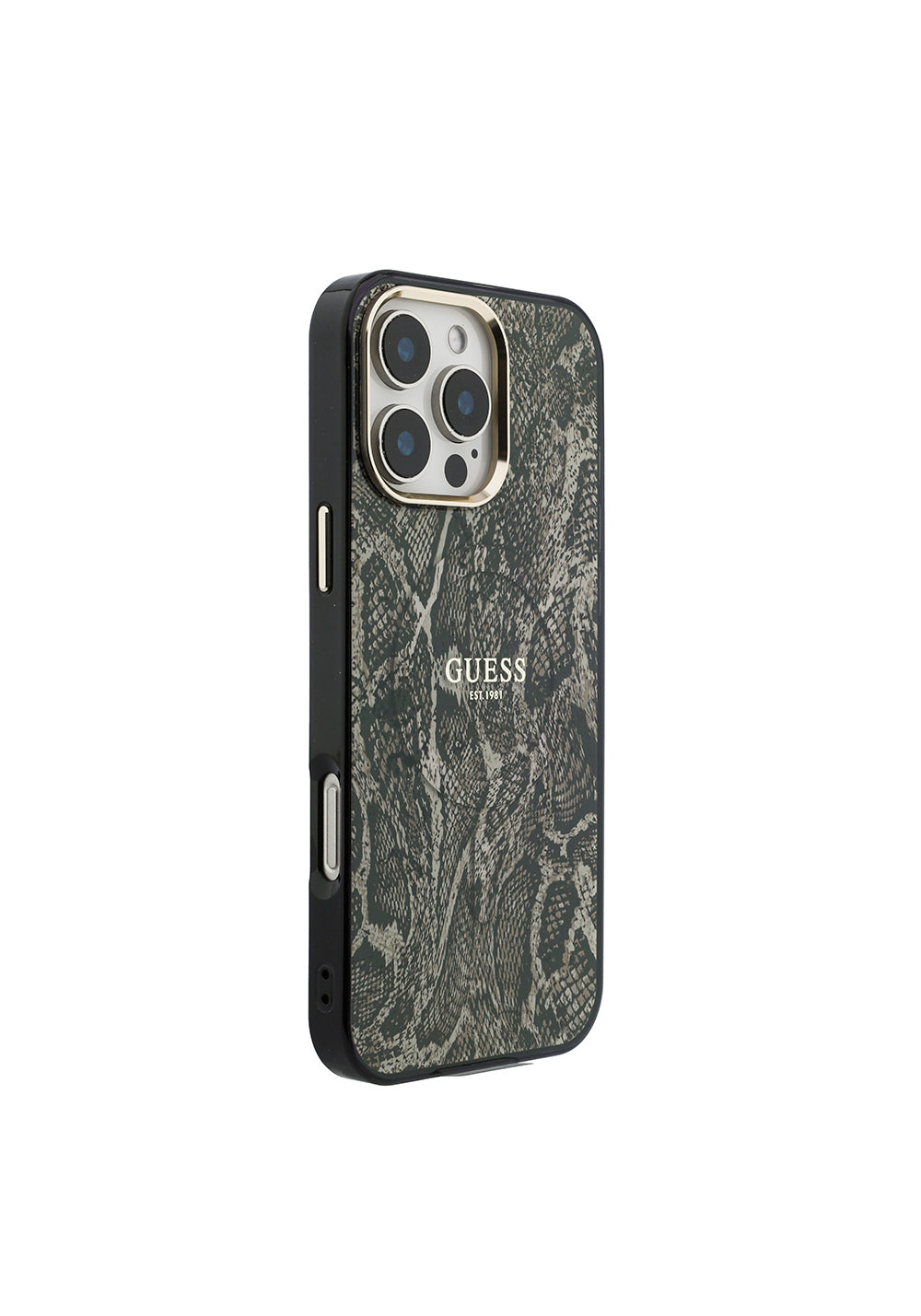Apple iPhone 16 Pro Max Kılıf Guess Orijinal Lisanslı Manyetik Şarj Uyumlu Yazı Logolu Python Desenli Kapak