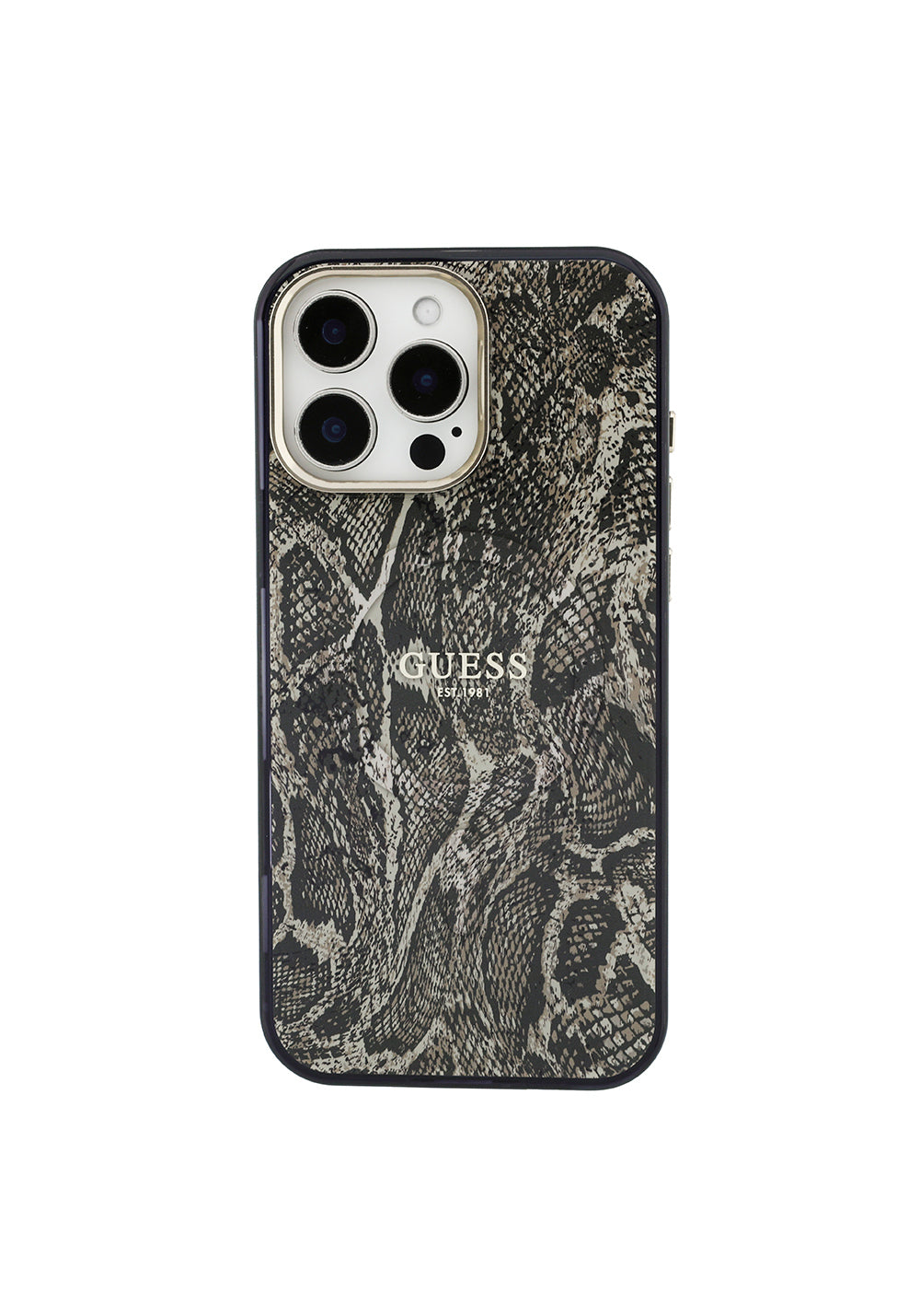 Apple iPhone 16 Pro Max Kılıf Guess Orijinal Lisanslı Manyetik Şarj Uyumlu Yazı Logolu Python Desenli Kapak