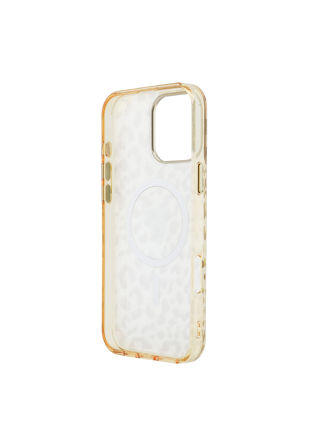 Apple iPhone 16 Pro Max Kılıf Guess Orijinal Lisanslı Manyetik Şarj Uyumlu Üçgen Logolu Simli Leopar Desenli Kapak