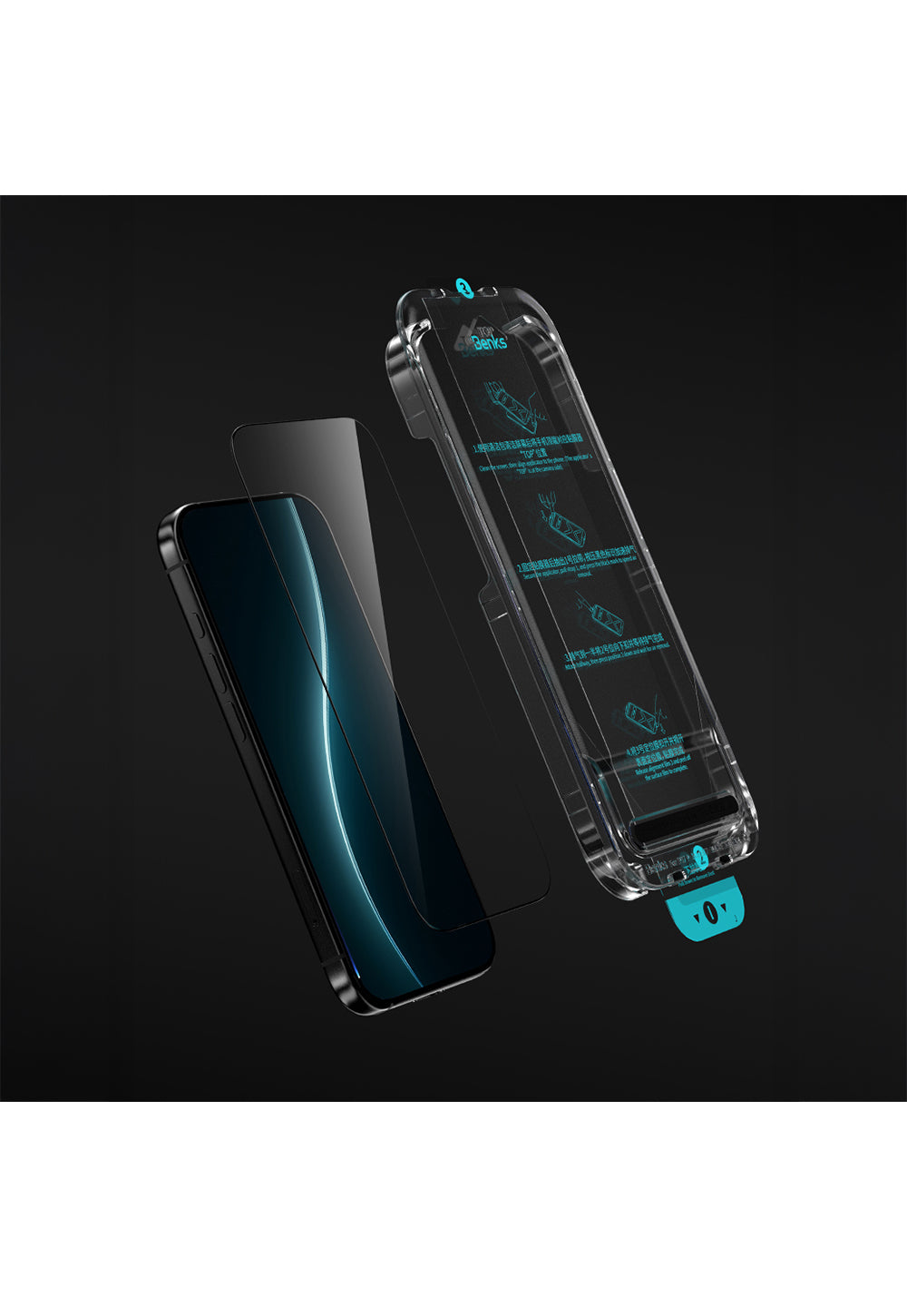 Apple iPhone 16 Pro Max Benks Glass Warrior HD 0.3mm Ultra İnce 0.9mm Kenarları Güçlendirilmiş Cam Ekran Koruyucu + Kolay Uygulama Aparatlı