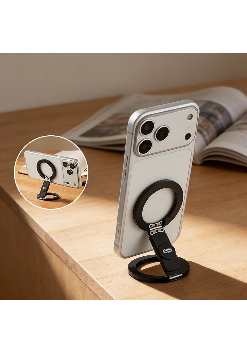 Go Des GD-G067 Ayarlanabilir Katlanabilir Stres Çarkı Tasarımlı Magnetik Telefon Standı