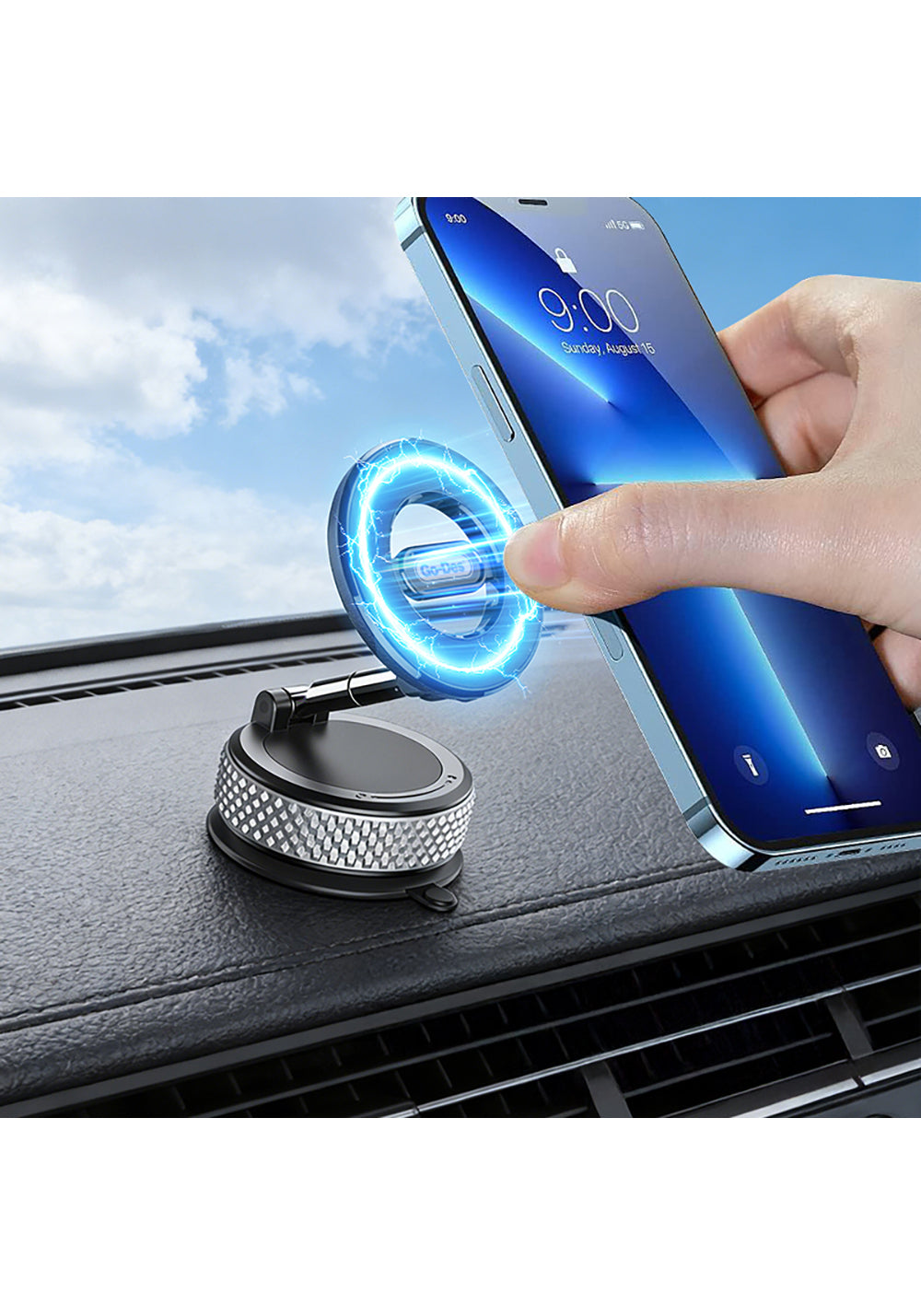 Go Des GD-HD243 360 Derece Dönebilen Vakum Özellikli Magnetik Telefon Tutucu