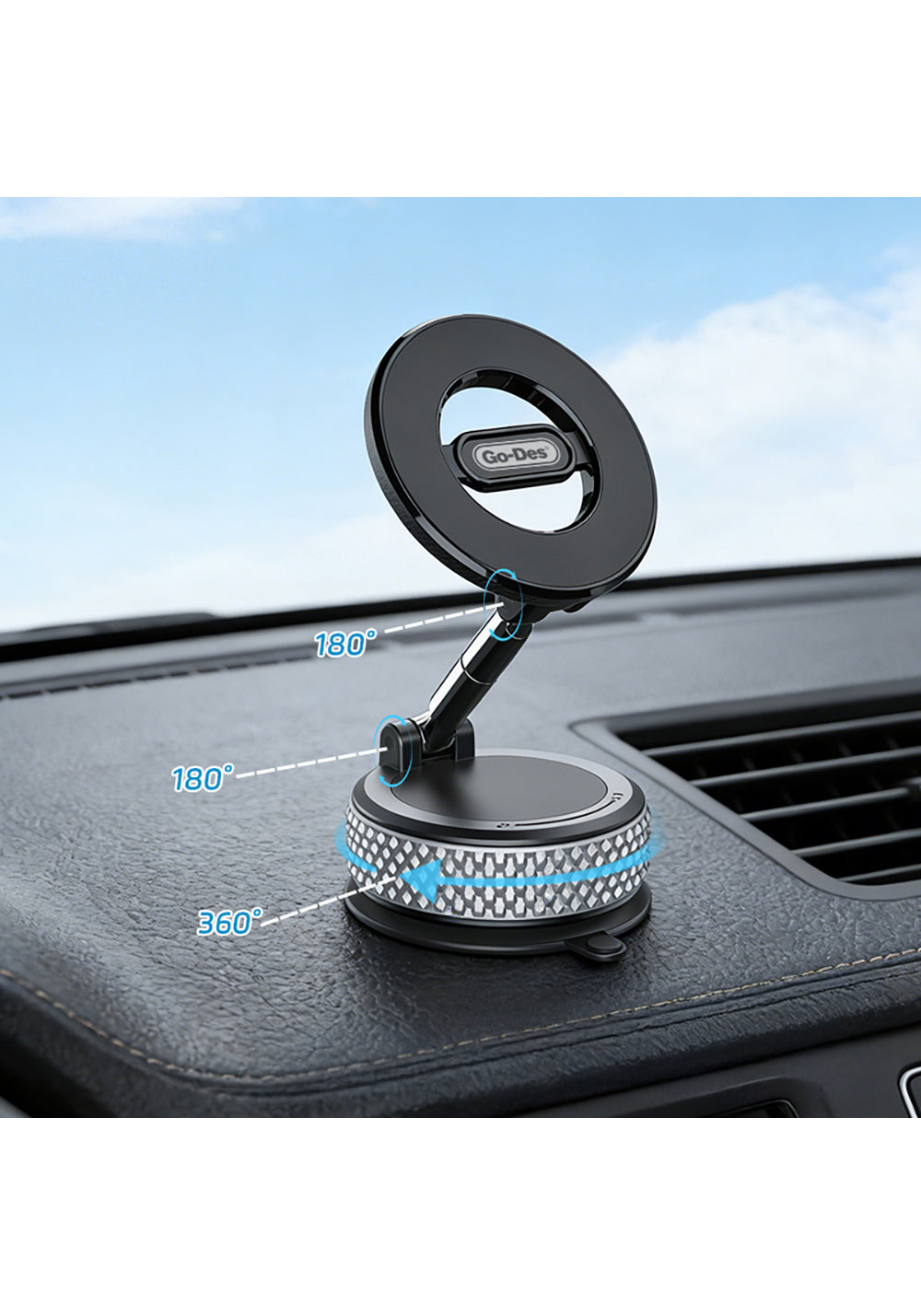 Go Des GD-HD243 360 Derece Dönebilen Vakum Özellikli Magnetik Telefon Tutucu