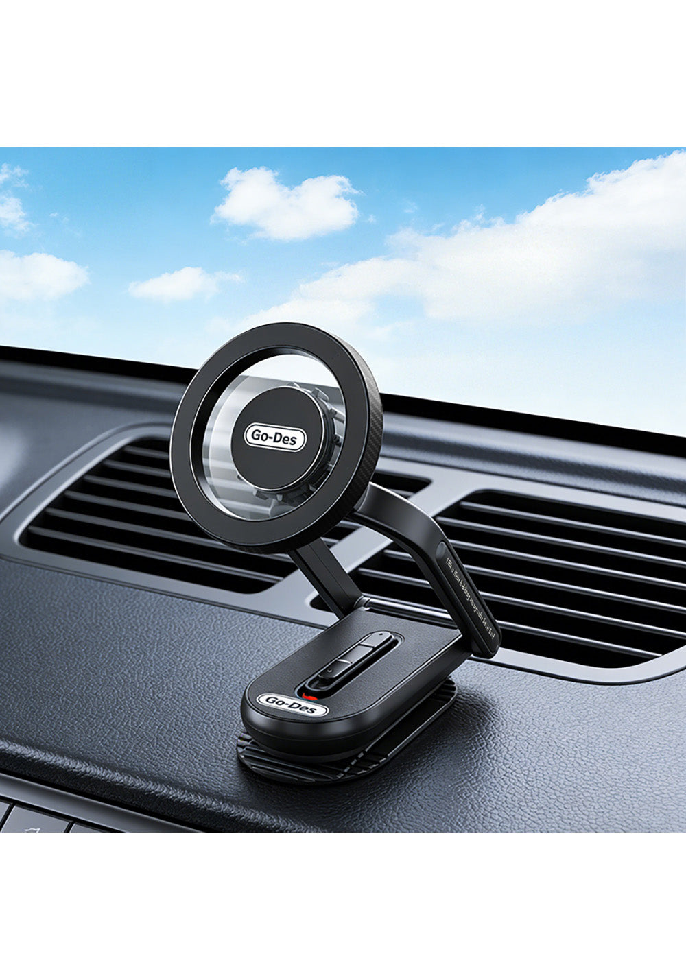 Go Des GD-HD275 Magnetik M-safe Uyumlu 360 Derece Dönebilen Düz Zemin Araç Telefon Tutucu