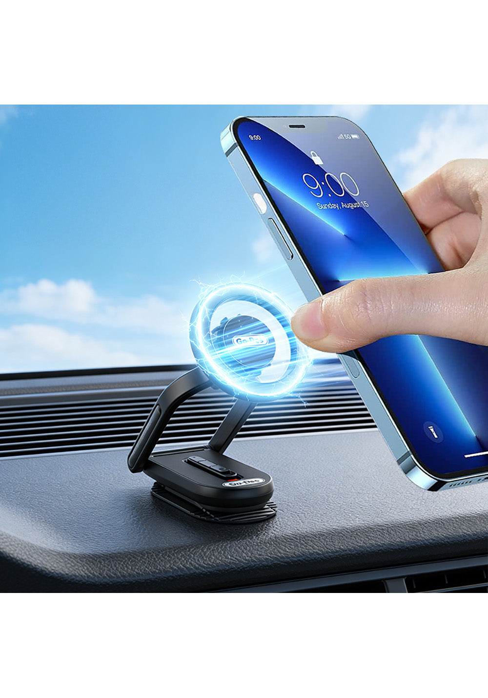 Go Des GD-HD275 Magnetik M-safe Uyumlu 360 Derece Dönebilen Düz Zemin Araç Telefon Tutucu