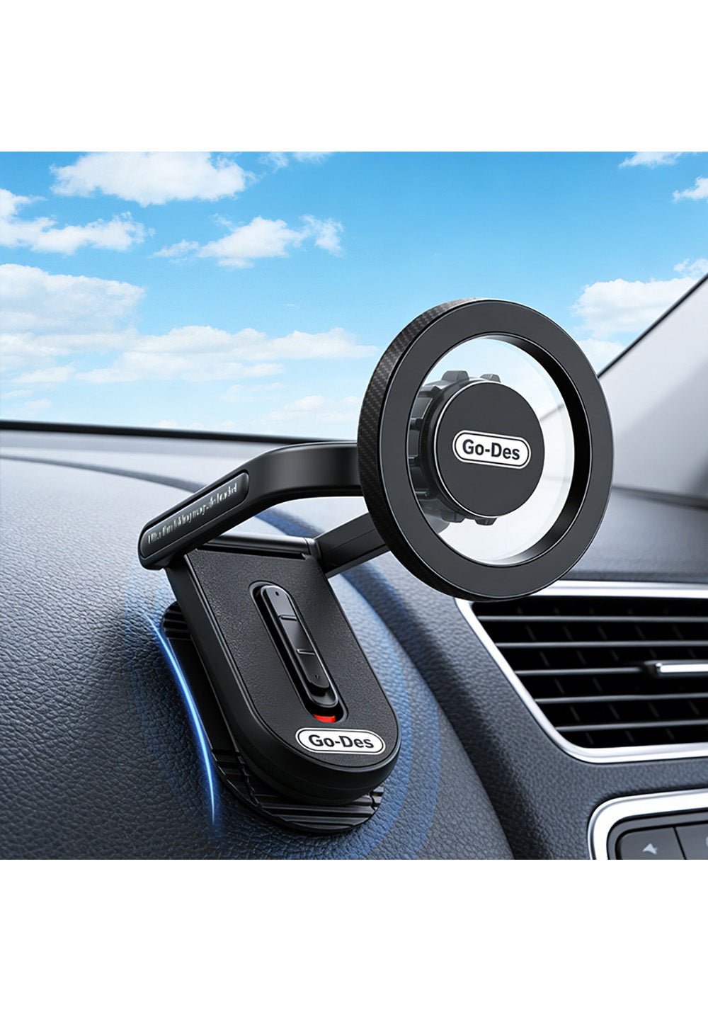 Go Des GD-HD275 Magnetik M-safe Uyumlu 360 Derece Dönebilen Düz Zemin Araç Telefon Tutucu