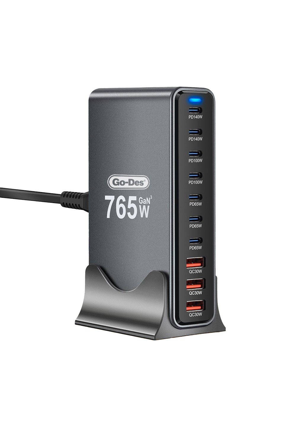 Go Des GD-B963 GaN Teknolojili 10 Portlu Masaüstü Şarj İstasyonu 765W