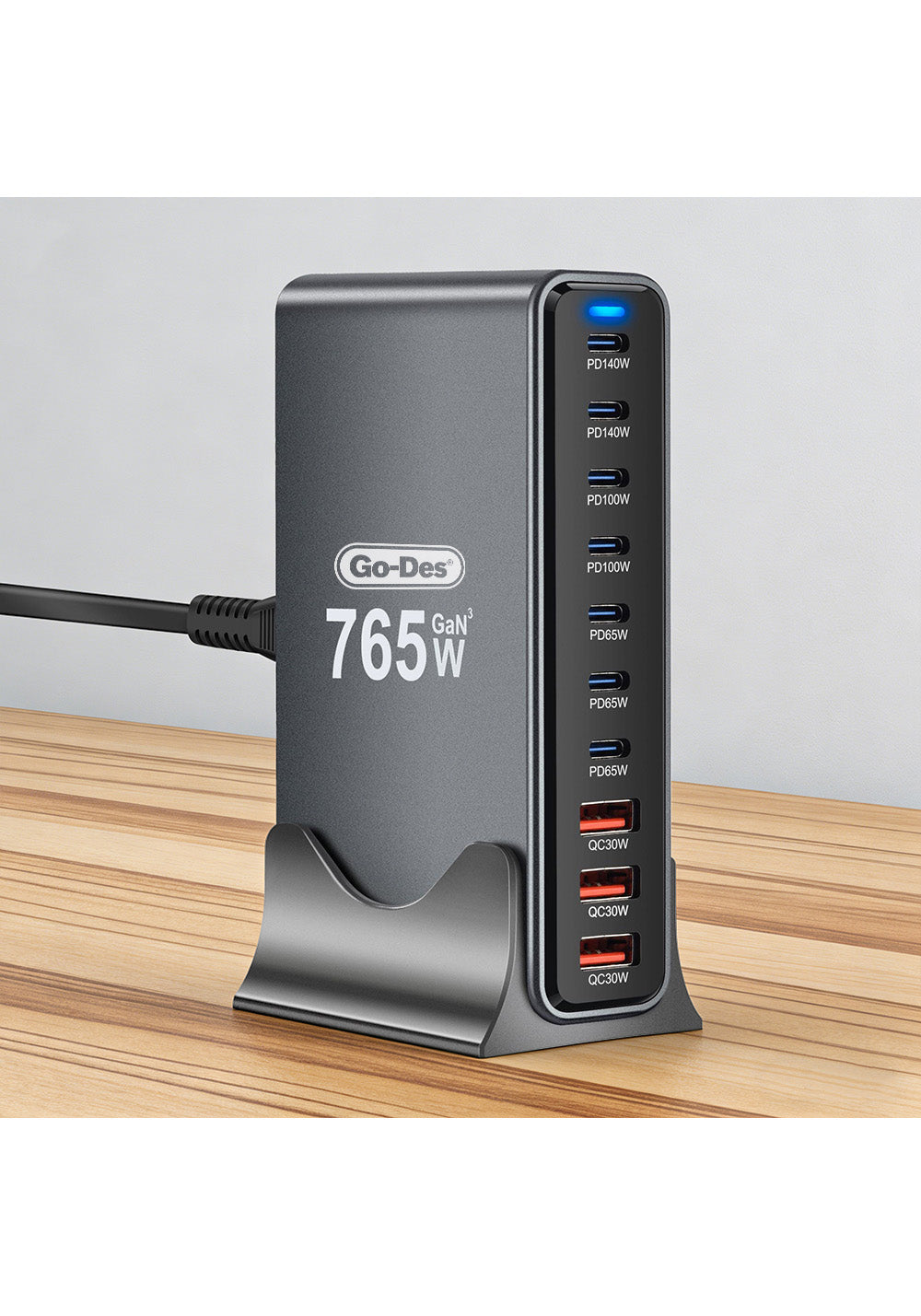 Go Des GD-B963 GaN Teknolojili 10 Portlu Masaüstü Şarj İstasyonu 765W
