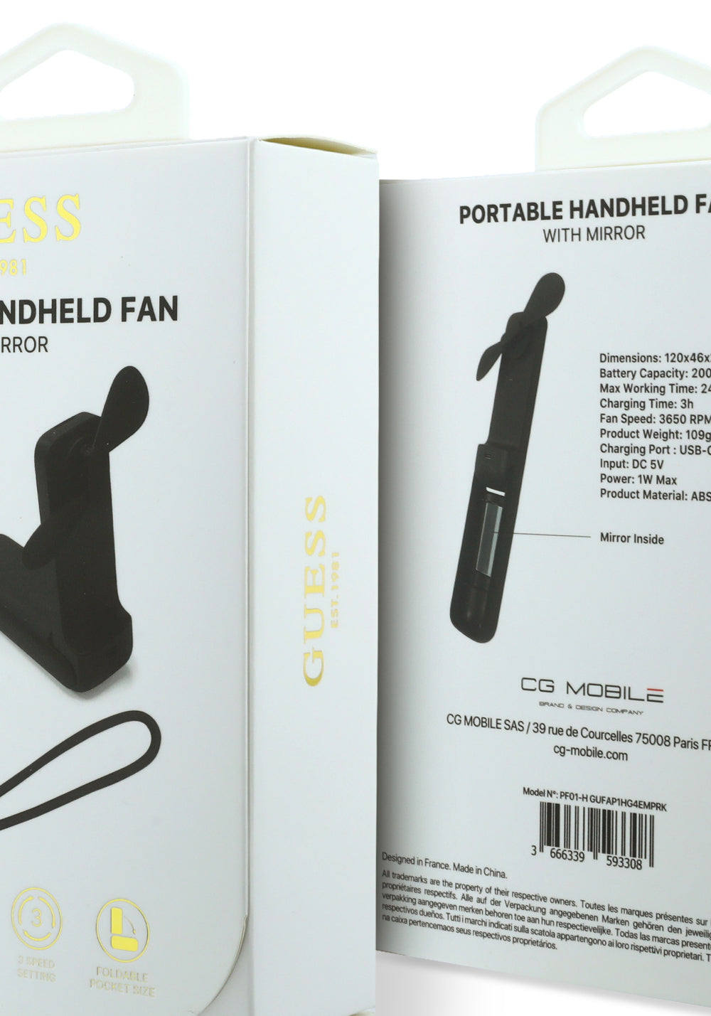 Guess Orijinal Lisanslı 4G Büyük Metal Logolu 3 Kademeli Katlanabilir Portatif Soğutucu El Fanı