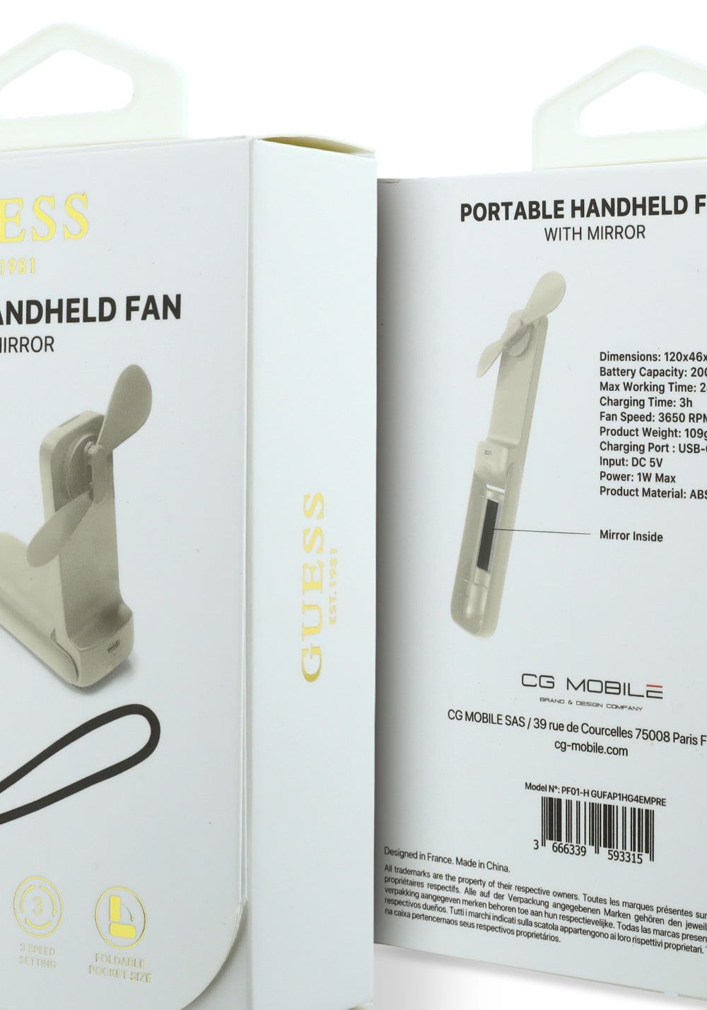 Guess Orijinal Lisanslı 4G Büyük Metal Logolu 3 Kademeli Katlanabilir Portatif Soğutucu El Fanı