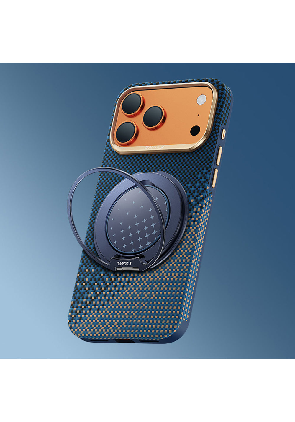 Apple iPhone 17 Pro Kılıf Raptic 2in1 Bundle Kit Aramid Skin Serenity Serisi Stand ve Karbon Kapak