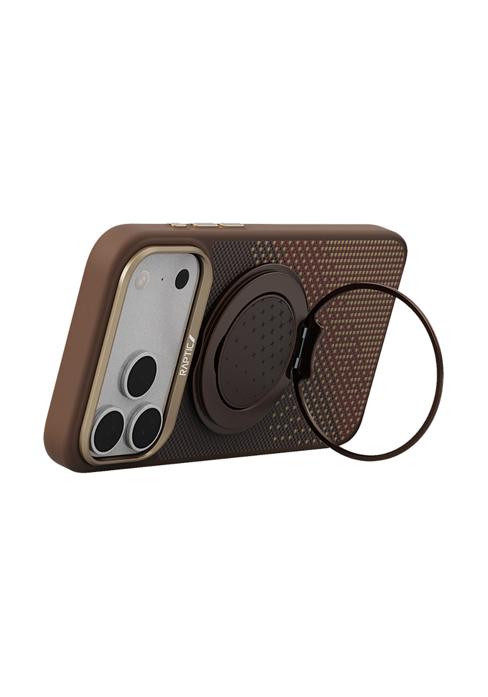 Apple iPhone 17 Pro Max Kılıf Raptic 2in1 Bundle Kit Aramid Skin Serenity Serisi Stand ve Karbon Kapak