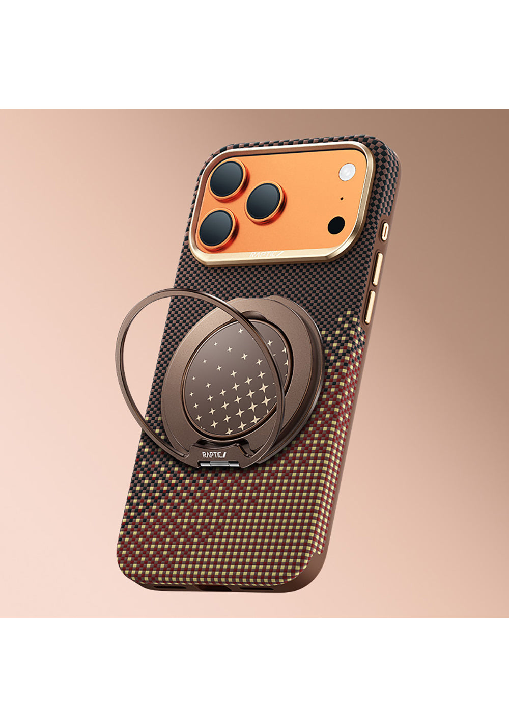 Apple iPhone 17 Pro Max Kılıf Raptic 2in1 Bundle Kit Aramid Skin Serenity Serisi Stand ve Karbon Kapak
