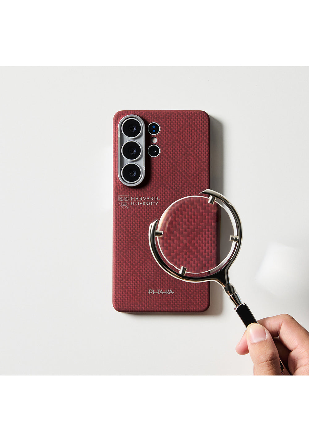 Galaxy S26 Ultra Kılıf Manyetik Şarj Uyumlu Aramid Karbon Fiber Pitaka Harvard University Serisi Kapak