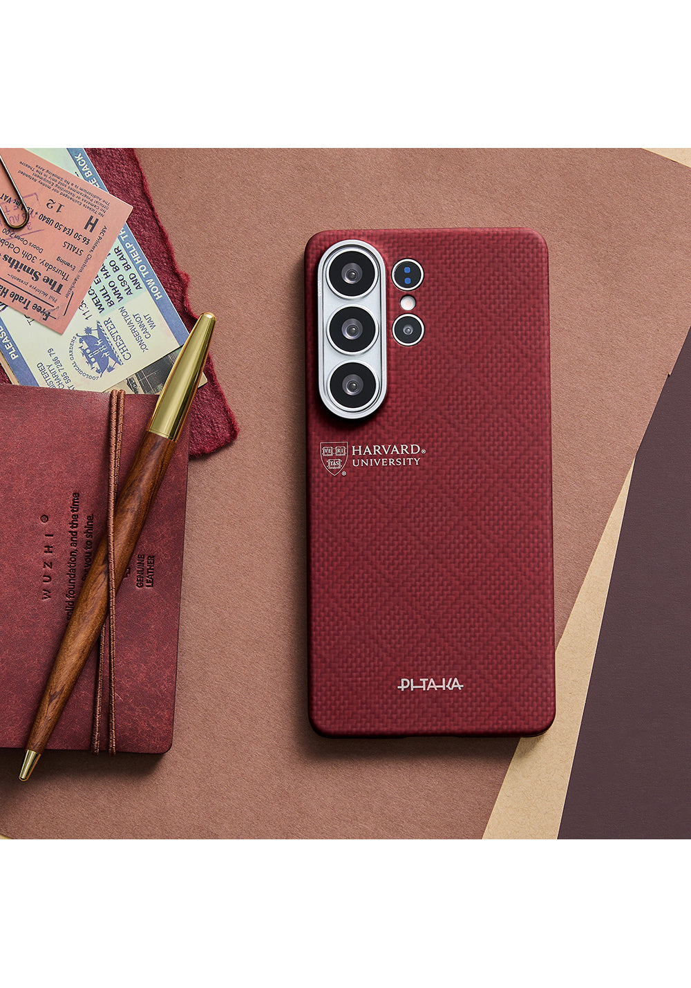 Galaxy S26 Ultra Kılıf Manyetik Şarj Uyumlu Aramid Karbon Fiber Pitaka Harvard University Serisi Kapak