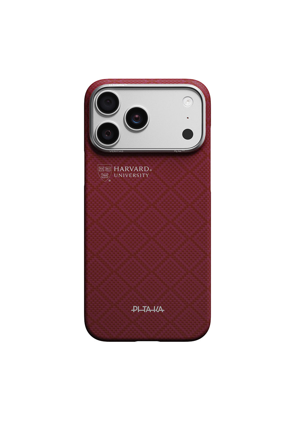 Apple iPhone 17 Pro Kılıf Manyetik Şarj Uyumlu Aramid Karbon Fiber Pitaka Harvard University Serisi Kapak