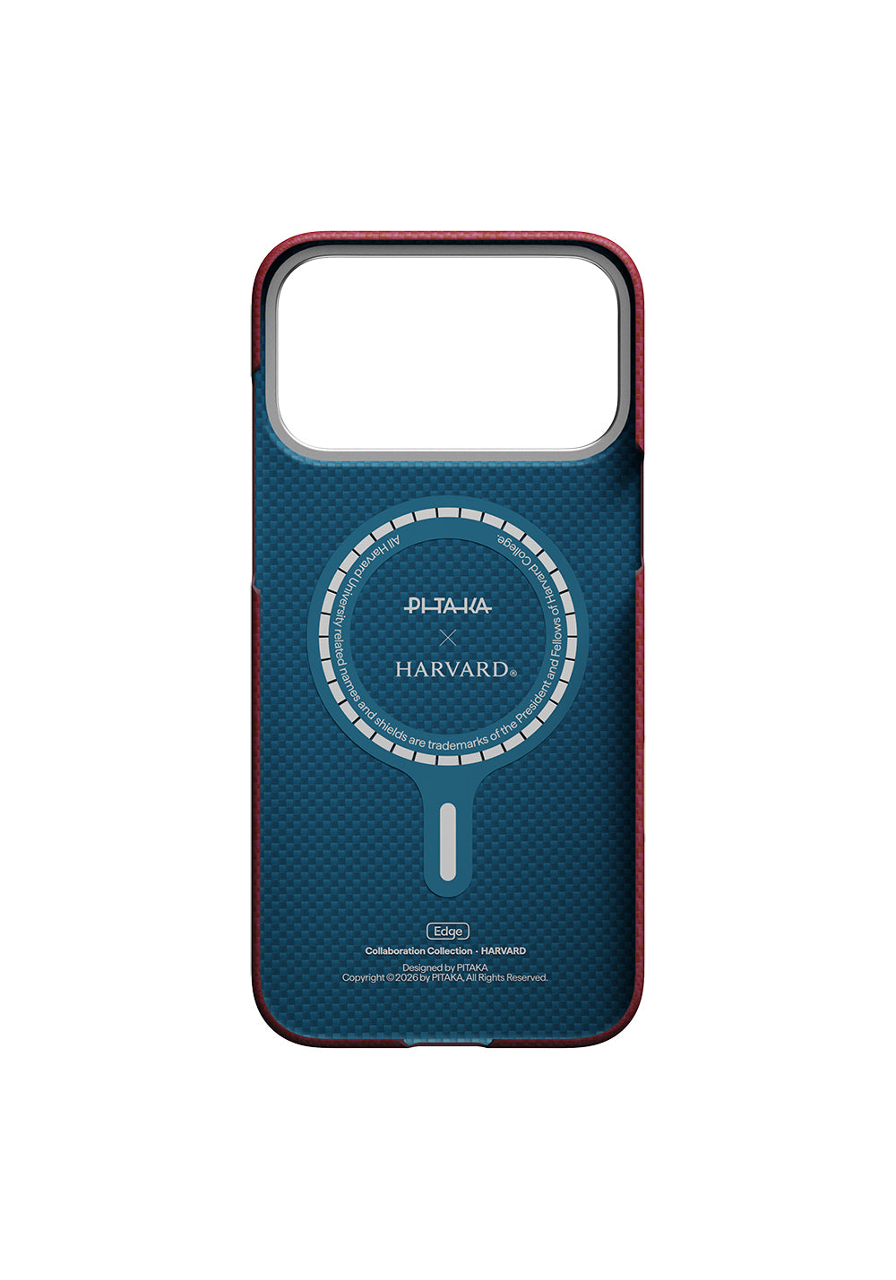 Apple iPhone 17 Pro Kılıf Manyetik Şarj Uyumlu Aramid Karbon Fiber Pitaka Harvard University Serisi Kapak