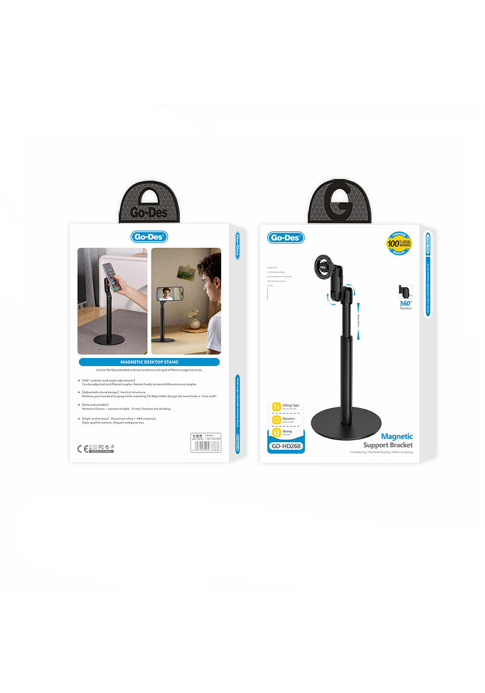 Go Des GD-HD268 Taşınabilir Katlanabilir 360 Derece Dönebilen Magnetik Telefon Standı