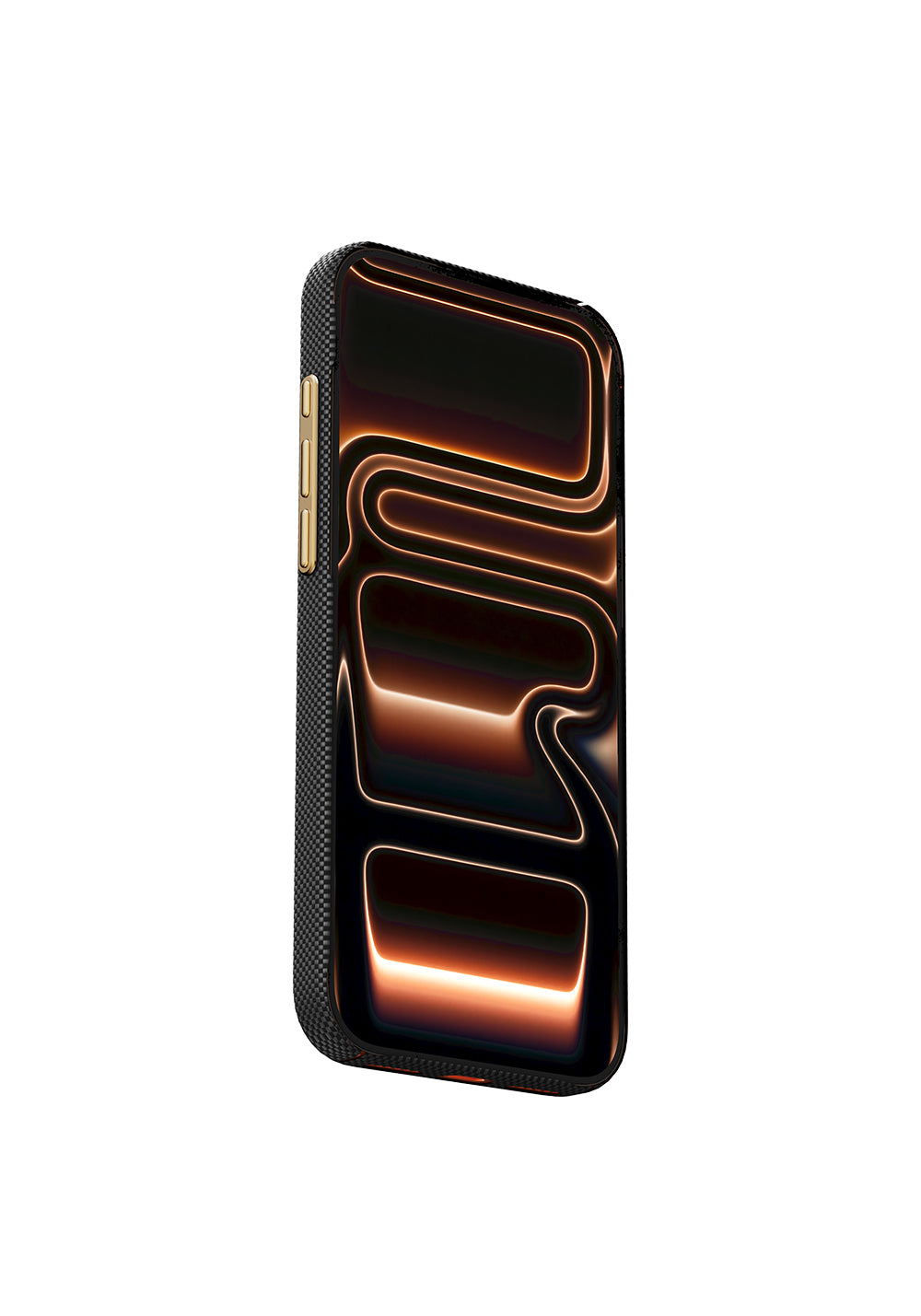Apple iPhone 17 Pro Max Kılıf Manyetik Şarj Uyumlu Raptic Aramid Skin Rise Serisi 24 Ayar Altın Kaplamalı Karbon Kapak