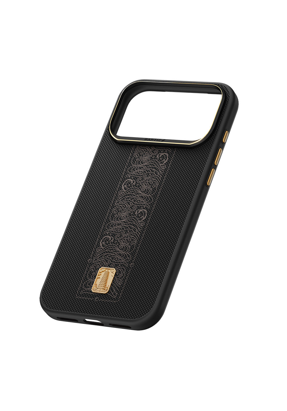 Apple iPhone 17 Pro Max Kılıf Manyetik Şarj Uyumlu Raptic Aramid Dual Rise Serisi 24 Ayar Altın Kaplamalı Karbon Kapak