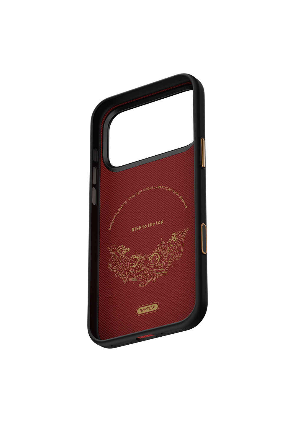 Apple iPhone 17 Pro Max Kılıf Manyetik Şarj Uyumlu Raptic Aramid Dual Rise Serisi 24 Ayar Altın Kaplamalı Karbon Kapak