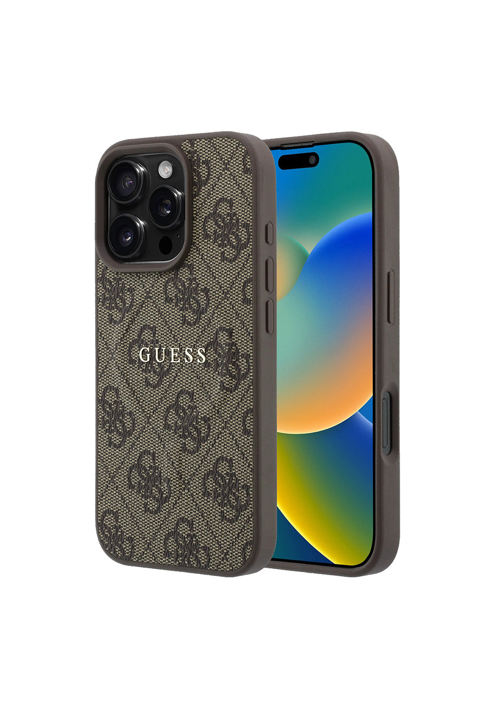 Apple iPhone 16 Pro Max Kılıf Guess Orijinal Lisanslı M-safe Kabartmalı 4G Desenli Yazı Logolu Kapak
