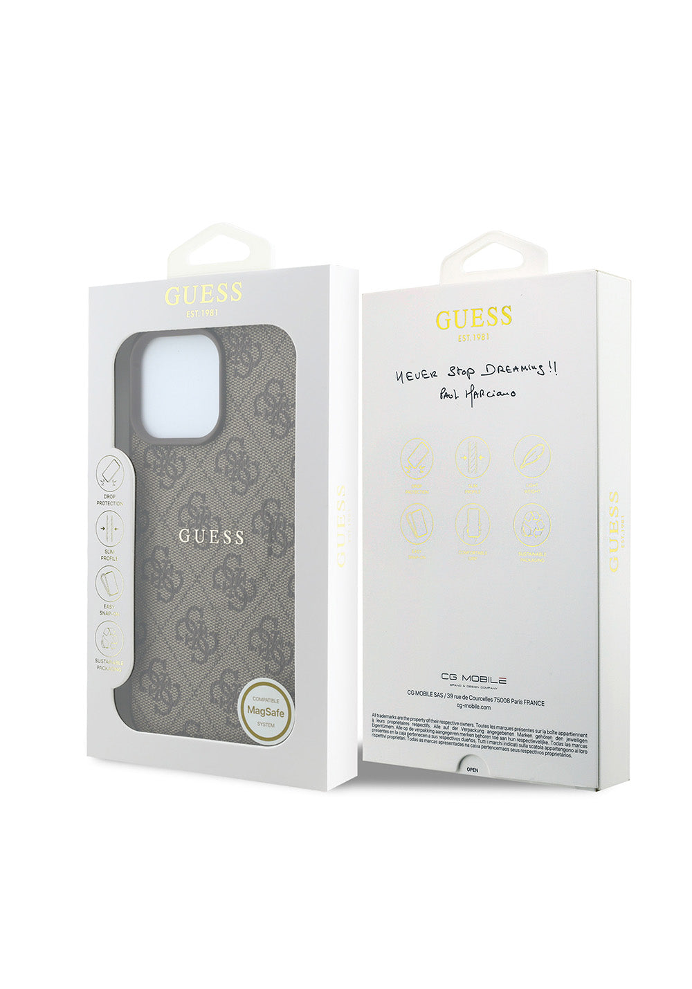 Apple iPhone 16 Pro Max Kılıf Guess Orijinal Lisanslı M-safe Kabartmalı 4G Desenli Yazı Logolu Kapak