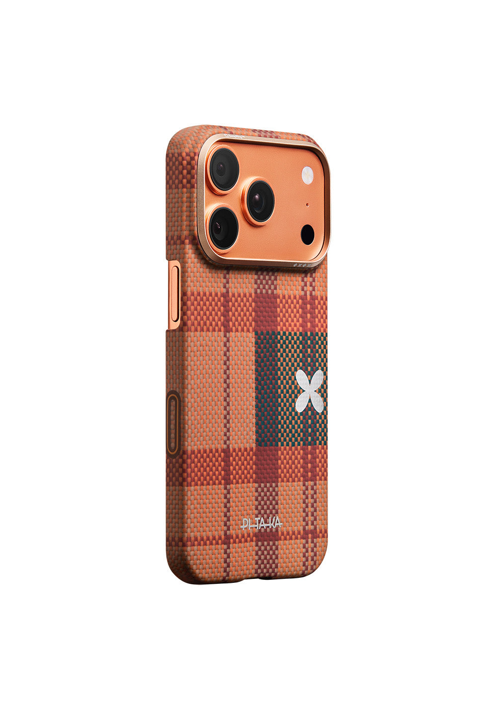 Apple iPhone 17 Pro Max Kılıf Manyetik Şarj Uyumlu Aramid Karbon Fiber Pitaka Flora in Grid Serisi Kapak