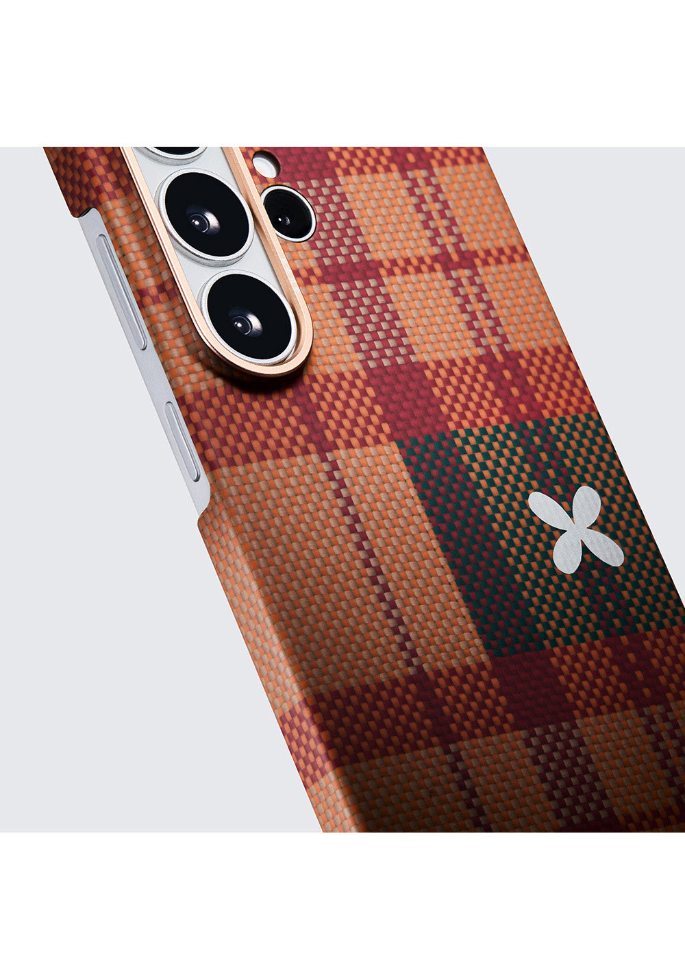 Galaxy S26 Ultra Kılıf Manyetik Şarj Uyumlu Aramid Karbon Fiber Pitaka Flora in Grid Serisi Kapak