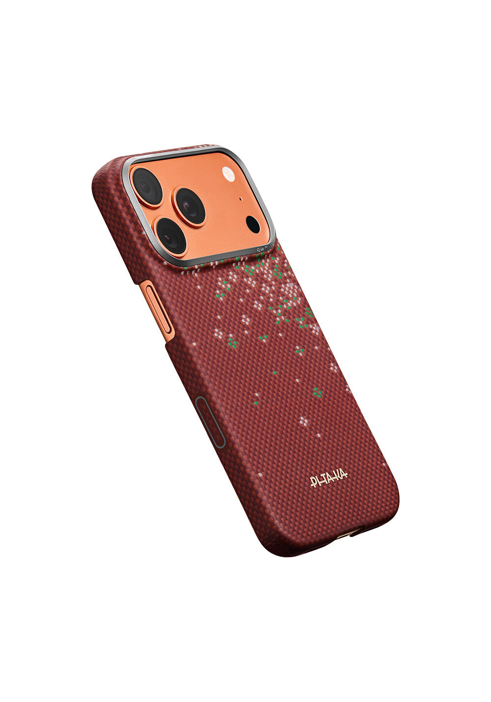 Apple iPhone 17 Pro Kılıf Manyetik Şarj Uyumlu Aramid Karbon Fiber Pitaka Sakura Hours Serisi Kapak