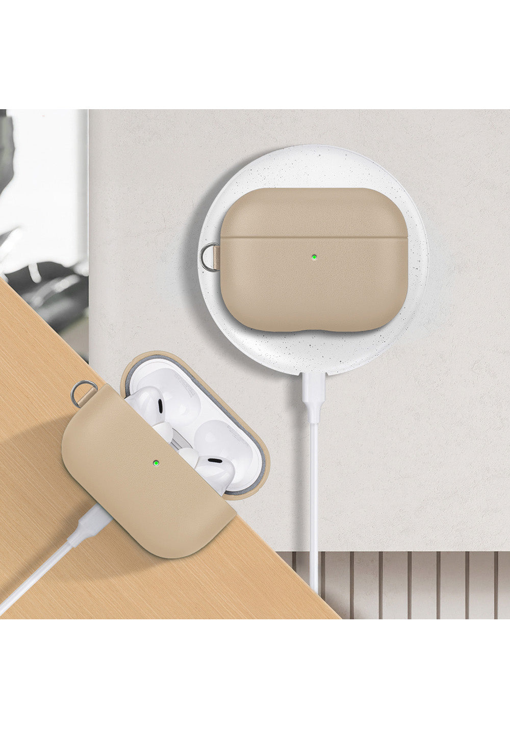 Apple AirPods Pro 3 Kılıf M-Safe Şarj Özellikli Mutural Yahu Serisi Deri Tasarımlı Kapak